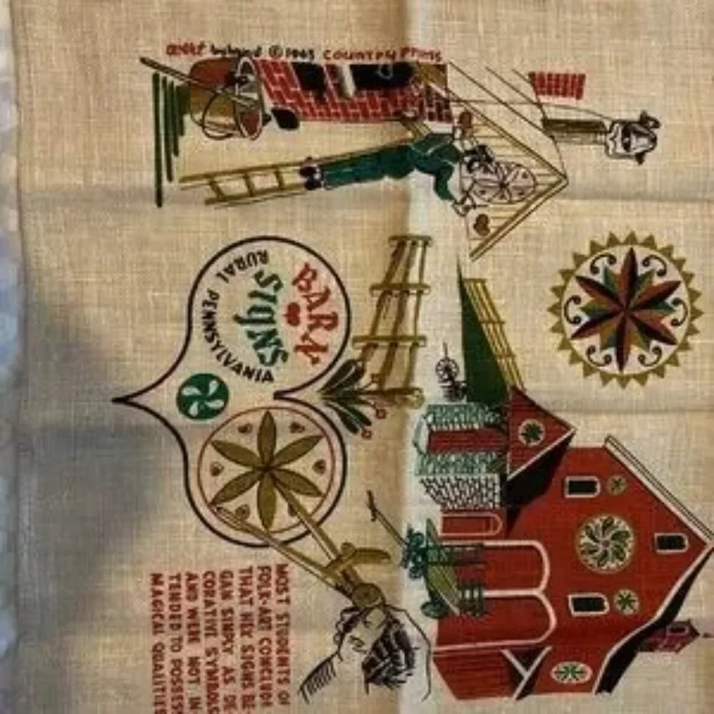 Vintage Barn Signs of Rural Pennsylvania Linen Tea Towel/Wall Hanging